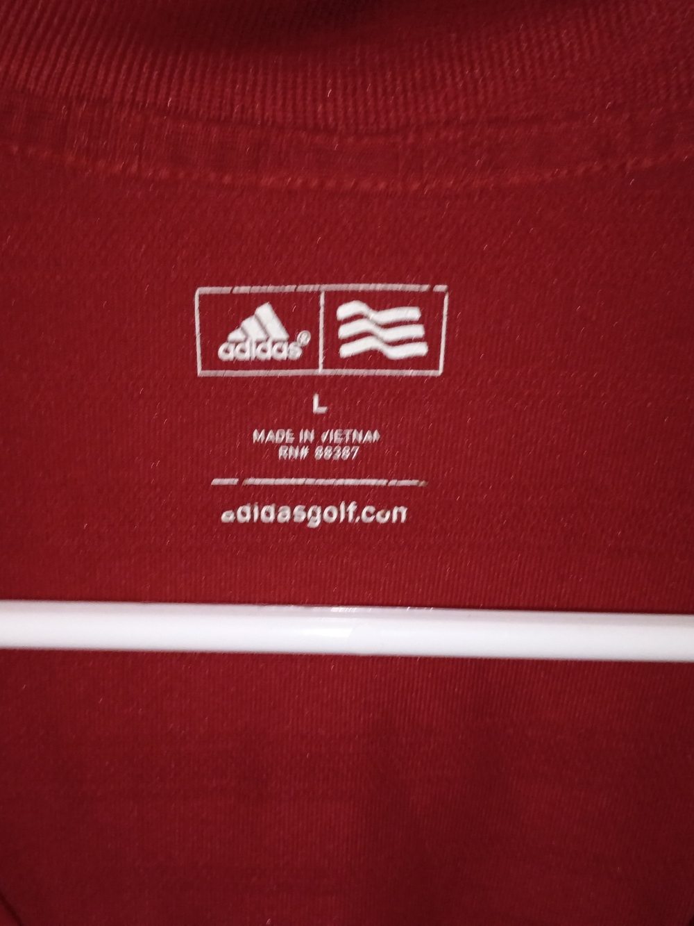 adidas Red Short Sleeve Golf Tee with White Branding